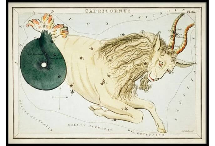Plakat znaki zodiaku retro - Koziorożec